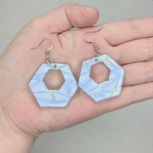 Iridescent Hexagon Earrings
